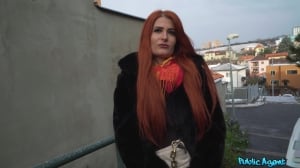 Beautiful redhead Gia Tvoricceli takes money to ride a stranger