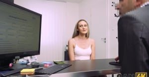 Fucking during a job interview with natural tits Linda Leclair