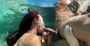 A bit of underwater blowjob and she's set to fuck in the kinkiest manners