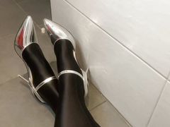 Silver Heels and Spandex Pantyhose