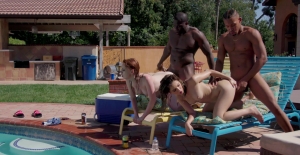 Black hunks share these fine bitches in a wild foursome by the pool