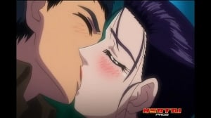 Horny anime chick sucks a dick while getting fucked by another
