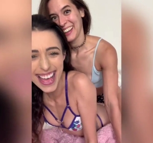 Sapphic sluts having fun on the bed - Abbie Maley and Miss Faye