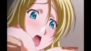 Blonde anime chick loves jerking off a dick with her big boobs