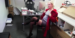 German blonde bitch make canditature as secretary in office