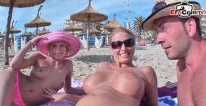 German Teen anal pick up at beach for threesome ffm