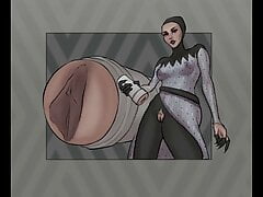 Star Wars latex Bazine Netal showing off her fleshlight  