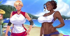 Ebony black slut gets talked into sucking a dick on the beach