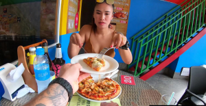 Pizza before making a homemade sex tape with his busty Asian girlfriend