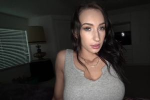 HD POV video of brunette Alessia Luna sucking a large penis