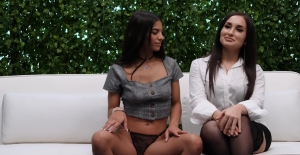 Sexy girls Dani and Gabi masturbate before having a threesome