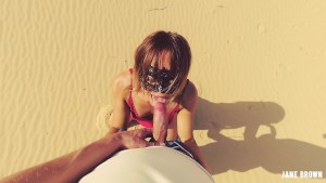 POV Outdoor in deserted place. Young girl gets amateur fuck on the sand