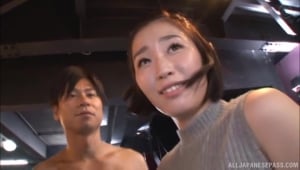 Imanaga Sana wearing fishnet  enjoys while being fucked by her man