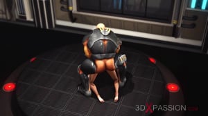 Area 51. A sexy young blonde gets fucked hard by sci-fi soldier in the lab