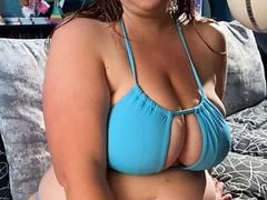 BBW Marie Cums Hard - Two Loud Vibrator Orgasms - BBW Milf Dirty Talk - Turquoise Bikini Fetish